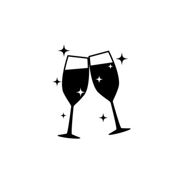 champagne drinks cheers sparkle silhouette