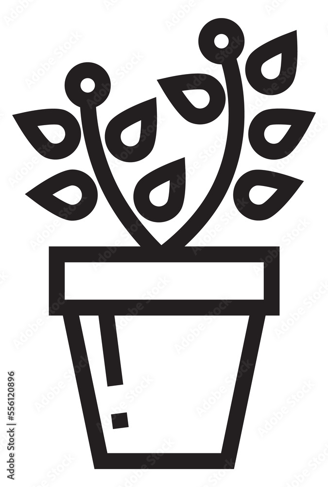 Wall mural Houseplant in pot line icon. Home decoration symbol