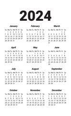 Basic calendar for 2024 on a white background.