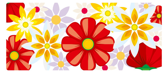 Fototapeta na wymiar Decorative flowers banner. Bright floral natural background