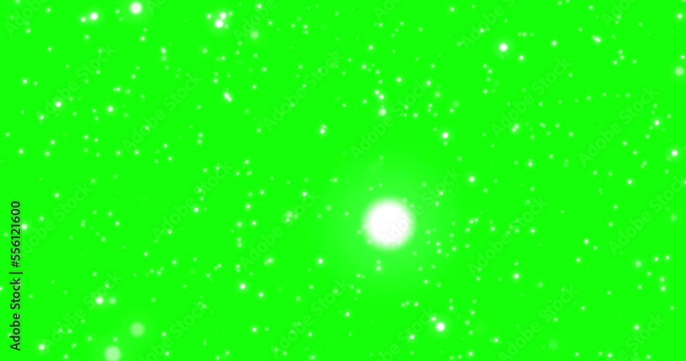 Poster green screen chroma key stars particles in space. background with white dots floating in air. green 