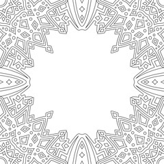 Art for coloring book with geometric square border