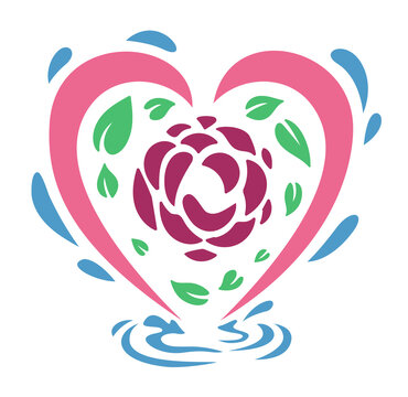 Clip art with heart shape around purple rose