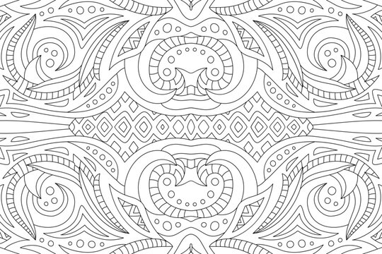 Line art for coloring book with vintage pattern