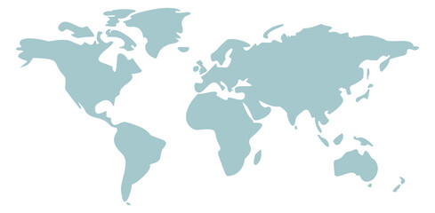 World map. Earth continents and oceans. Geography concept