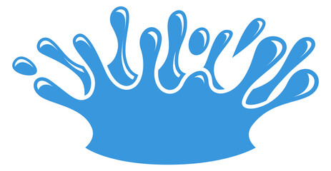 Water crown splash icon. Blue liquid drop
