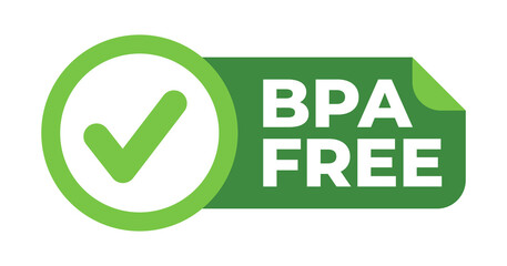 Label Bpa free checklist in flat vector illustration for logo, icon, badge. BPA bisphenol A for non toxic plastic product