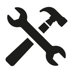 Wrench and hammer, tools icon. Repair tool symbol vector illustration.