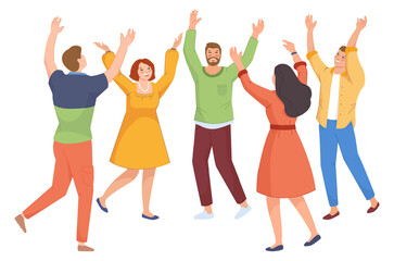 Obraz premium Happy young people together. Freedom celebration. Excited men and women