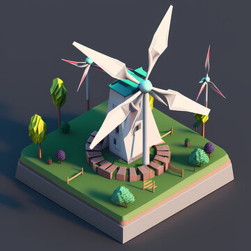 Wind Farm Green Energy Isometric Art