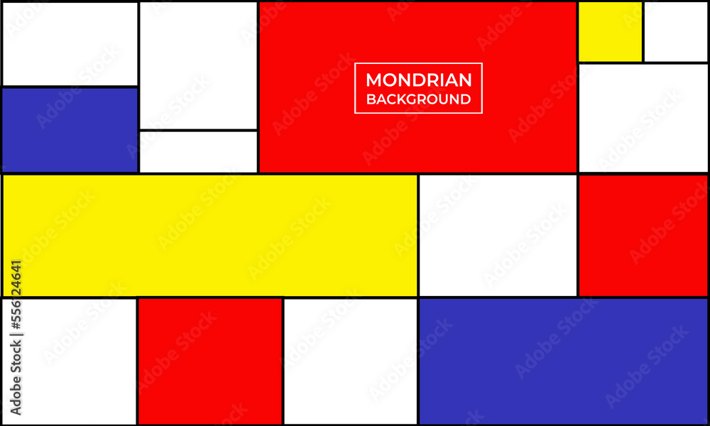 Poster mondrian abstract pattern shapes colorful style background