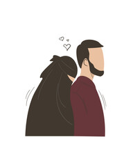 romantic moslem husband and wife couple vector illustration