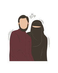 romantic moslem husband and wife couple vector illustration