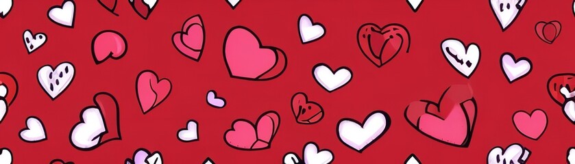 Valentines background with red heart. Happy Valentins day Banner.