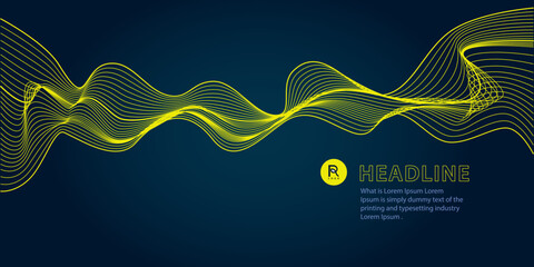 Vector abstract background with a colored dynamic waves, line and particles. Vector Illustration design