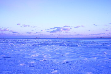 Todowara Walk Path and Frozen Ocean at Notsuke Peninsula in Betsukai, Hokkaido, Japan - 日本 北海道 別海町 野付半島 トドワラ 探勝線歩道 氷海