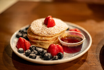 raspberry and blueberry pancakes
