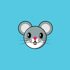 Cute Mouse face, adorable simple vector icon, cartoon character. 