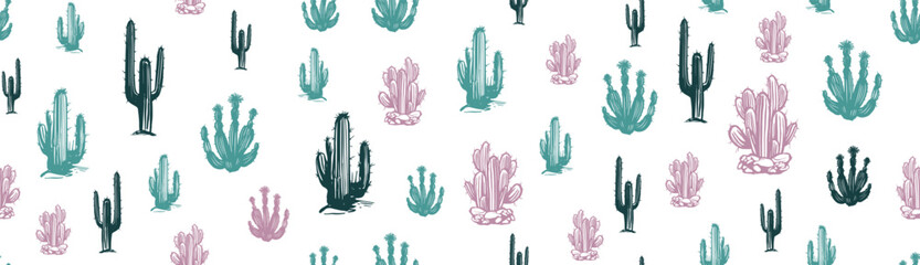 Cactus set hand drawn illustrations, vector	
