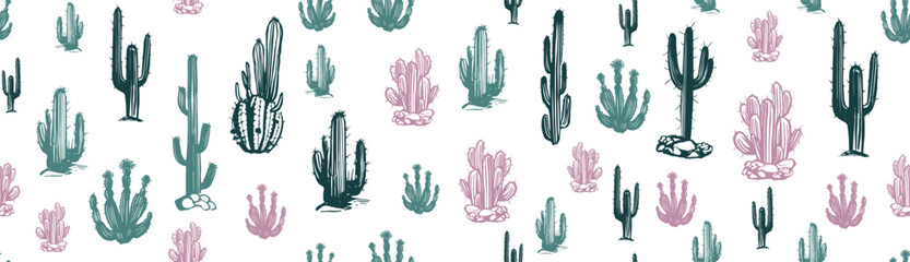 Cactus set hand drawn illustrations, vector	
