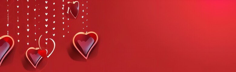 Valentines Day Background with red hearted background on a red color background.