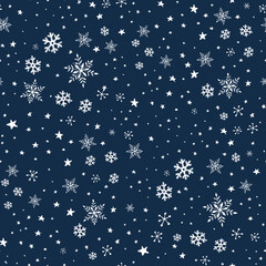 Winter holidays abstract snowflakes seamless pattern