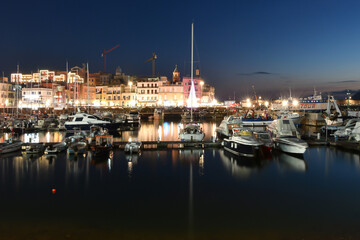 Fototapeta na wymiar Boats moored in the port of Pozzuoli, a town in the province of Naples, Italy.