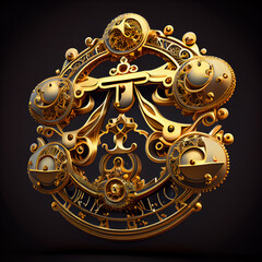 Libra Zodiac gold abstract of Libra horoscope golden symbols or zodiac , astrological signs  generative ai   