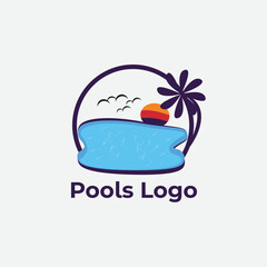 Vector Spa concept with water, Pools logo, icon, abstract swimming pool logo, sign, symbol