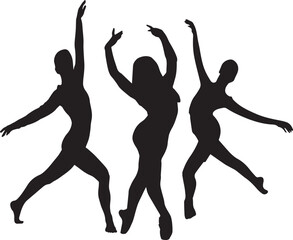 Vector, illustration, black silhouette of a dancing girl