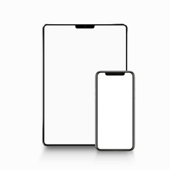 Gadgets mockup with blank white screen