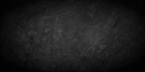 Dark black and white stone concrete grunge wall texture and backdrop background anthracite panorama. Panorama dark black or black slate background or texture.