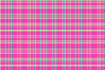 ピンクや明るいエメラルドグリーンなどのランダムな直線のチェック柄