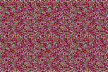 深い紫や緑のランダムで細かいモザイク風水玉模様