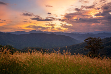 sunset over the mountains