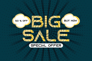 Big sale special offer 50% discount.Discount promotion layout banner template design. Vector illustration