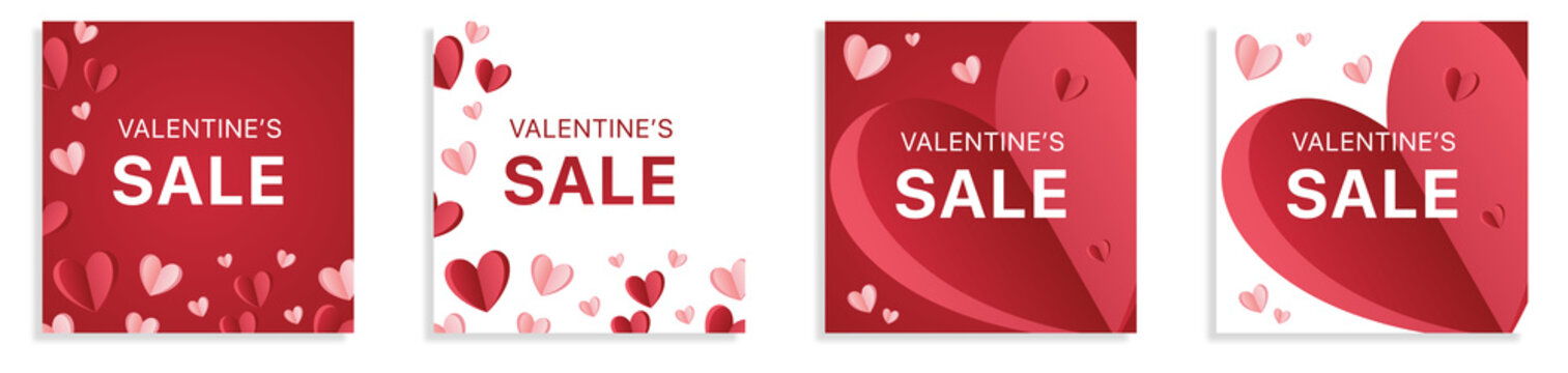 Valentine's Day holidays square templates. Sales promotion on Valentine's Day. Sale templates for prints, flyers, banners, promotions, special offers and more on transparent background. PNG image