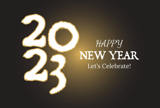 Happy New Year 2023, typography design, golden New Year vector design, Design template Celebration poster, illustration