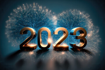2023 Happy New Year 2023 Backdrop Background Cover Digital Art with Generative AI Technology Illustration Digital ART