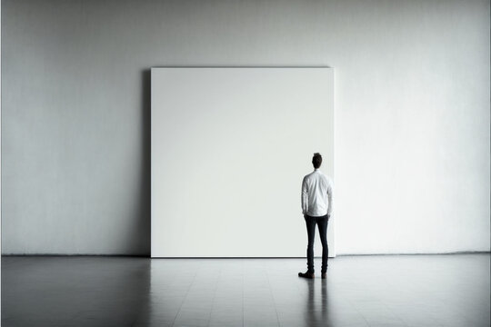 person standing in front of a blank canvas, representing the limitless potential for creativity and self-expression (AI Generated)