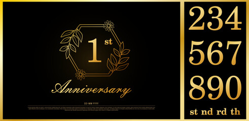 Set of Anniversary Gold Logo Number