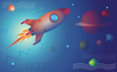 Obraz na płótnie Canvas Rocket or spaceship flying