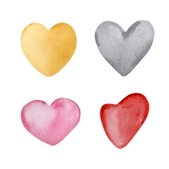 Watercolor valentines day hearts