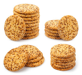 Delicious oatmeal cookies set, isolated on white background