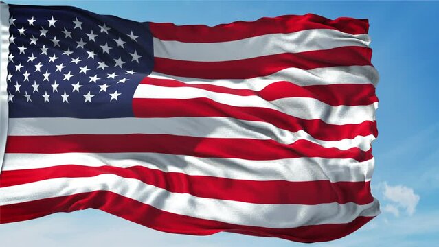 USA - United States National Flag - Independence day, American Flag Waving in Loop and Textured 3d Rendered Background - United States of America, USA, The US, The USA Flag - Stok video	