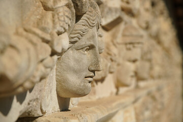 Ancient Mask Relief in Aphrodisias Ancient City in Aydin, Turkiye