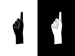 Art illustration design concpet icon black white logo isolated symbol of hand gesture one finger point