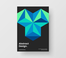 Simple magazine cover A4 design vector illustration. Bright geometric hexagons leaflet concept.