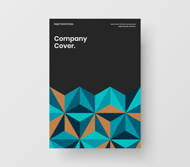 Vivid geometric shapes corporate identity layout. Bright company brochure A4 vector design template.
