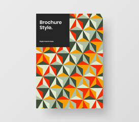 Bright cover A4 vector design layout. Trendy mosaic hexagons corporate brochure concept.